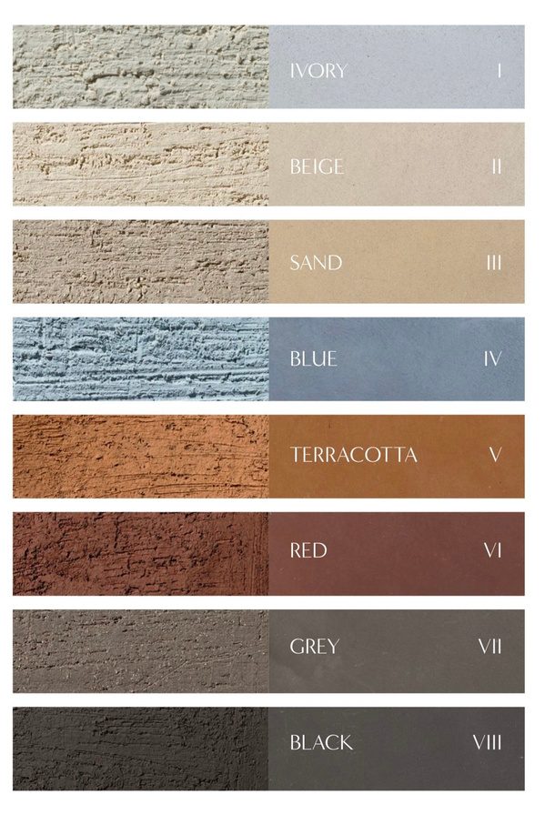 Texture and colour chart for interior and exterior paint finishes