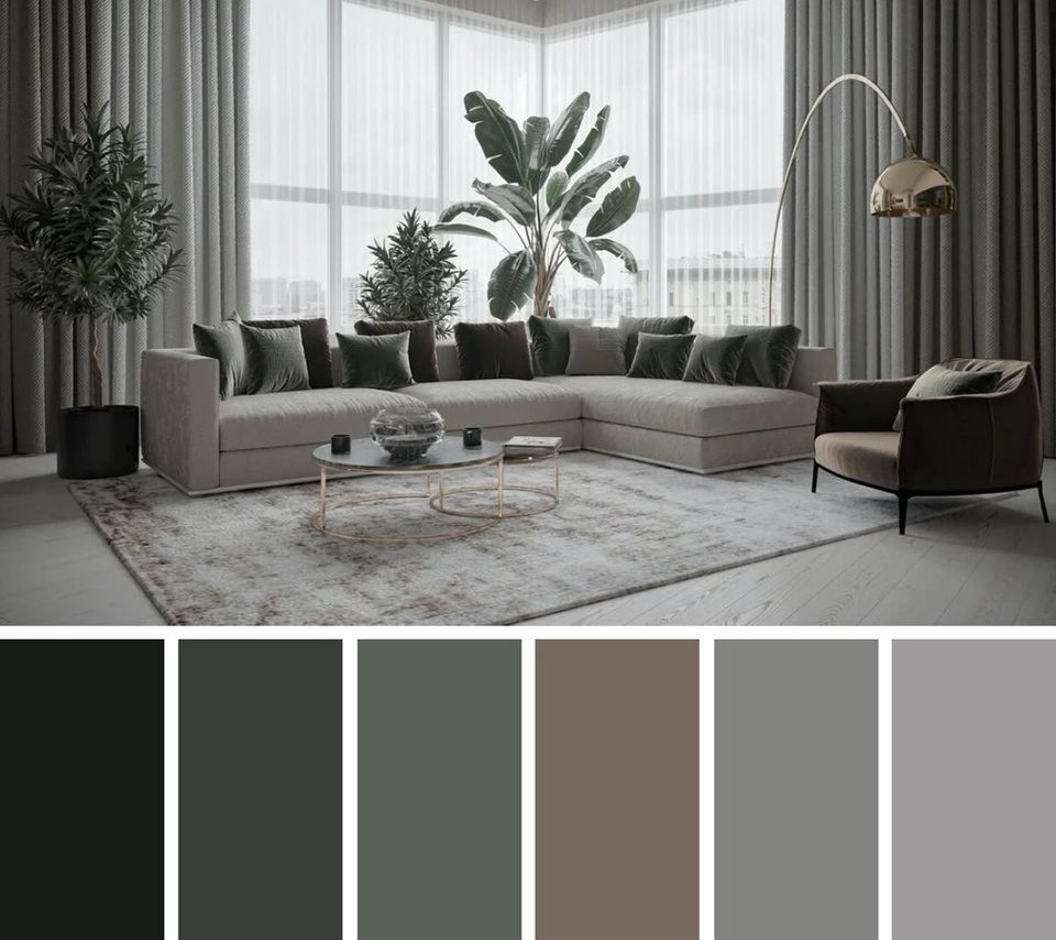 Interior scheme with an accompanying colour palette
